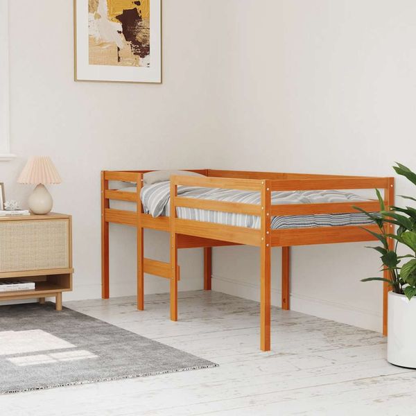 vidaXL Vysoká posteľ vosková hnedá 90x200 cm borovicový masív
