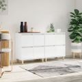 vidaXL Komody 2 ks lesklé biele 60x35x70 cm kompozitné drevo