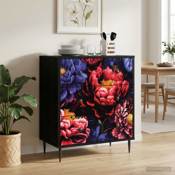vidaXL Příborník KIEL Tmavý pivonkový potlač 66 x 36,5 x 76 cm