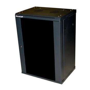 XtendLan 18U/600x450, na zeď, jednodílný, rozložený, skleněné dveře Rozvadec, 19", na stenu, jednodílný, rozložený, výška 18U, 600 x 450, sklenené dvere, kourové sklo, nosnost 60kg, cerný