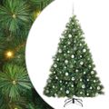vidaXL Umelý vianočný stromček s 300 LED-i Zelená 180 cm PE a PVC