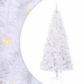 vidaXL Umelý vianočný stromček s 300 LED-i Biela 240 cm PVC a oceľ