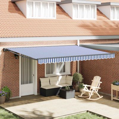vidaXL Rám markízy Modrá a biela 450 × 300 cm Polyester s PU povrchom