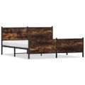 vidaXL Kovový posteľný rám bez matraca dymový dub 200x200 cm