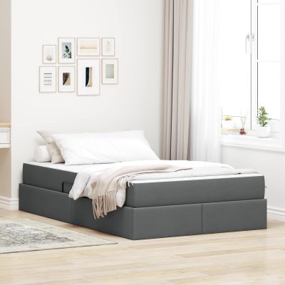 vidaXL Postel s úložným prostorem a matrací Tmavo šedá 120 x 190 cm