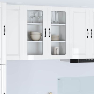 vidaXL Nástenný sklenený kabinet PORTO Vysoký lesk bielej