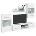 vidaXL 5-dielna obývacia/TV stena s LED osvetlením, biela