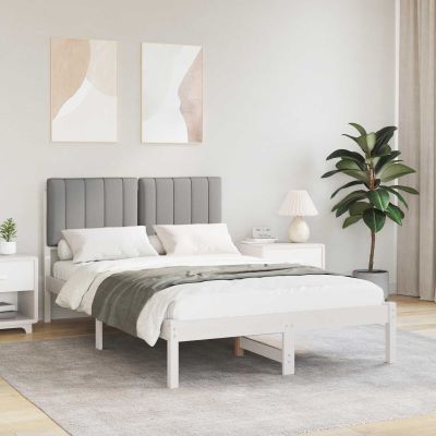 vidaXL Rám postele s čalúneným čelom Biela a svetlo šedá 120 x 200 cm