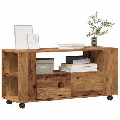 vidaXL TV skrinka kolieska staré drevo 102x34,5x43cm kompozitné drevo