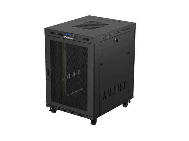 19'' Voľne stojúca racková skriňa 22u/800x1000 (flat pack) so sieťovými dverami lcd čierna lanberg V2