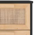 vidaXL Komoda čierna 40x30x90 cm masívna borovica a prírodný ratan