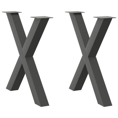vidaXL Nohy k jedálenskému stolu v tvare X, 2 ks, antracitové, 80 x (72-73) cm, oceľ