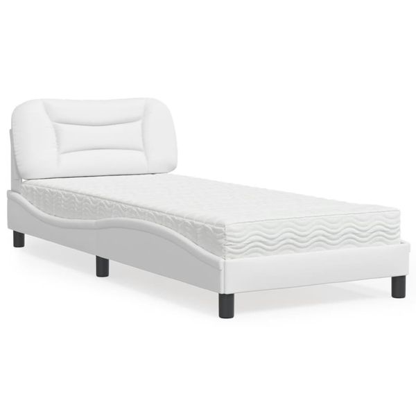 vidaXL Posteľ s matracom Hvar biela 90x190 cm umelá koža