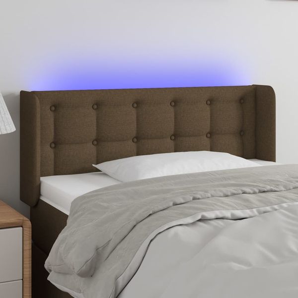 vidaXL Čelo postele s LED tmavohendé 83x16x78/88 cm látka