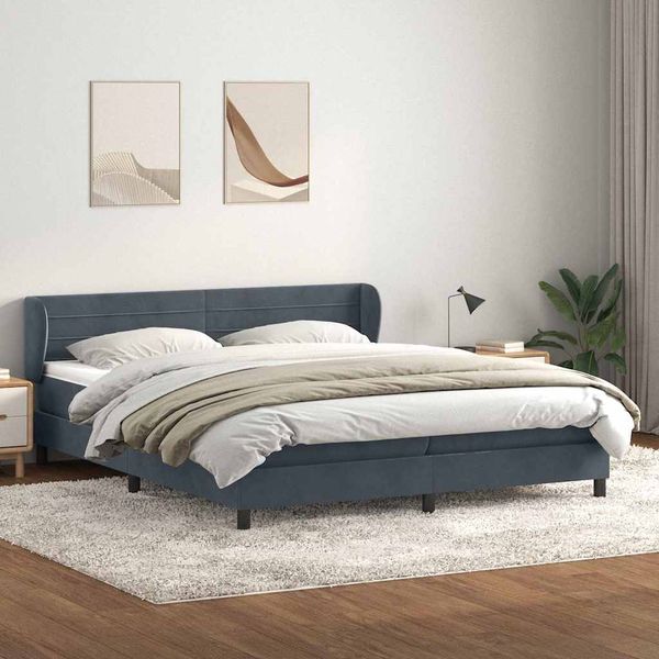 vidaXL Box Spring Posteľ s matracmi Tmavošedá 200x210 cm Zamat