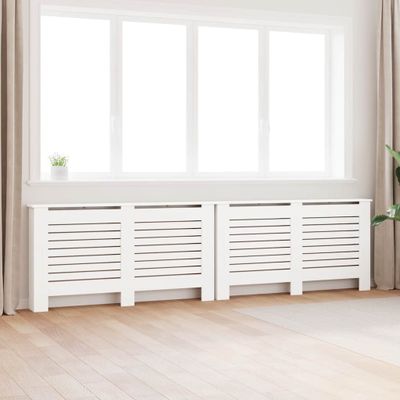 vidaXL Kryty na radiátor 2 ks, biele 152x19x81,5 cm, MDF