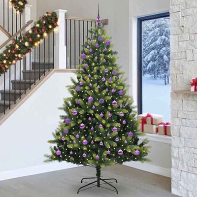 vidaXL Umelý skladací vianočný stromček 300 LED diód Zelená 240 cm