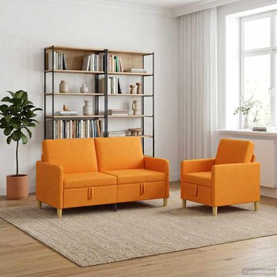 vidaXL Súprava pohovky s úložným priestorom 2 ks Tmavá žltá Polyester