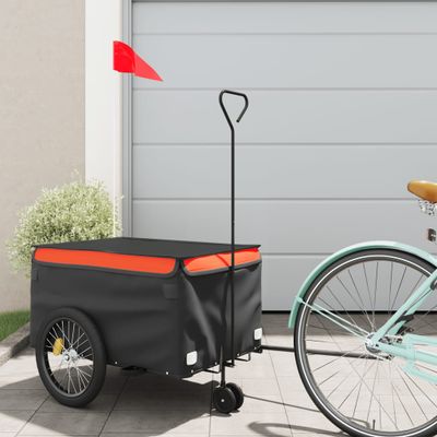 vidaXL Vozík za bicykel, čierno oranžový 30 kg, železo