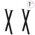 vidaXL Nohy k jedálenskému stolu v tvare X, 2 ks, čierne, 57 x (72-73) cm, oceľové