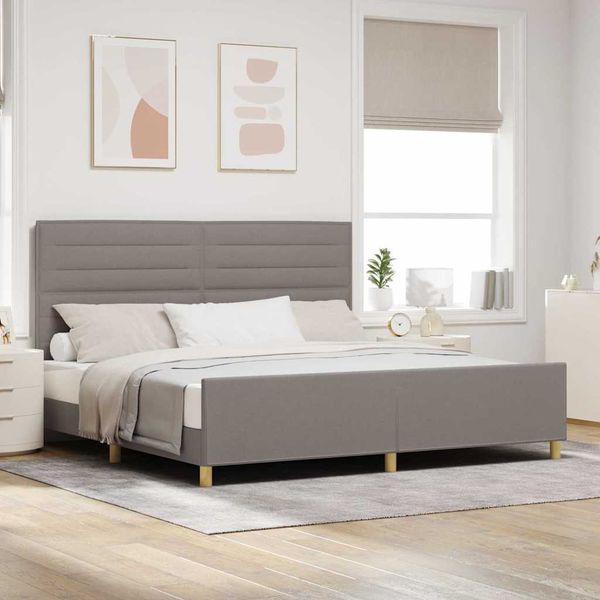 vidaXL Rám postele s čelnou doskou Sivohnedá 200 x 200 cm látka