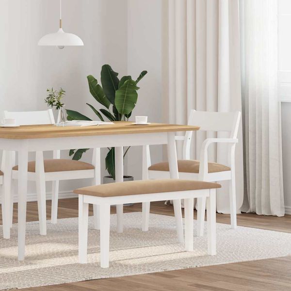 vidaXL Lavica 90 cm Biela masívna drevená guma
