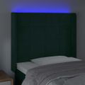 vidaXL Čelo postele s LED tmavozelené 103x16x118/128 cm zamat