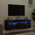 vidaXL TV nástenné skrinky s LED svetlami 2 ks dymový dub 60x30x40 cm