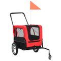 vidaXL Vozík pre domáce zvieratá na bicykel/beh 2-v-1, červeno čierny