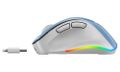 GENIUS Ergo 9000S Pro Light Blue/ duálny Bluetooth + 2,4GHz/ 2400 dpi/ bezdrôtová/ 6tlačidlová/ dobíjacia/ RGB/ modrobiela Myš, bezdrôtová, optická, 2400DPI, 6 tlačidiel, Bluetooth, 2,4GHz, USB-C nabíjanie, tichá, 7farebné podsvietenie, modro-biela