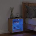 vidaXL Nočný stolík s LED svetlami nástenný dub sonoma