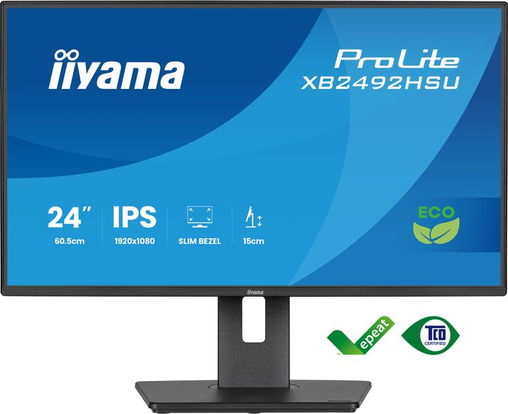24'' iiyama XB2492HSU-B1: IPS, FHD, HDMI, DP, zelená, HAS