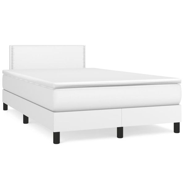vidaXL Boxspring posteľ s matracom, biela 120x190 cm, umelá koža