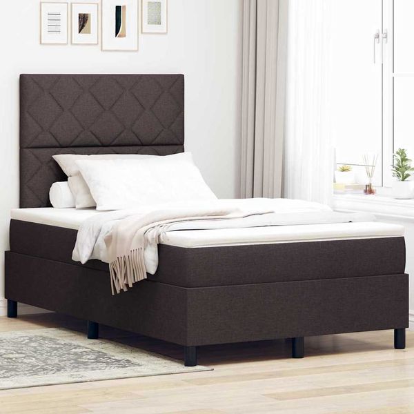 vidaXL Posteľ s pružinovým rámom Tmavo hnedá 120 x 200 cm látka