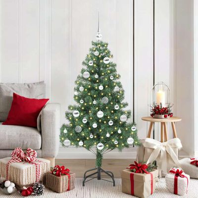 vidaXL Vianočný stromček s 150 LED-i so stojanom Zelená 150 cm PVC