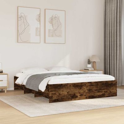 vidaXL Posteľný rám bez matraca dymový dub 160x200 cm kompozitné drevo