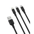 XO kábel NB173 3v1 USB - Lightning + USB-C + microUSB 1,2 m 2,4A čierny