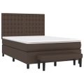 vidaXL Boxspring posteľ s matracom hnedá 140x190 cm umelá koža