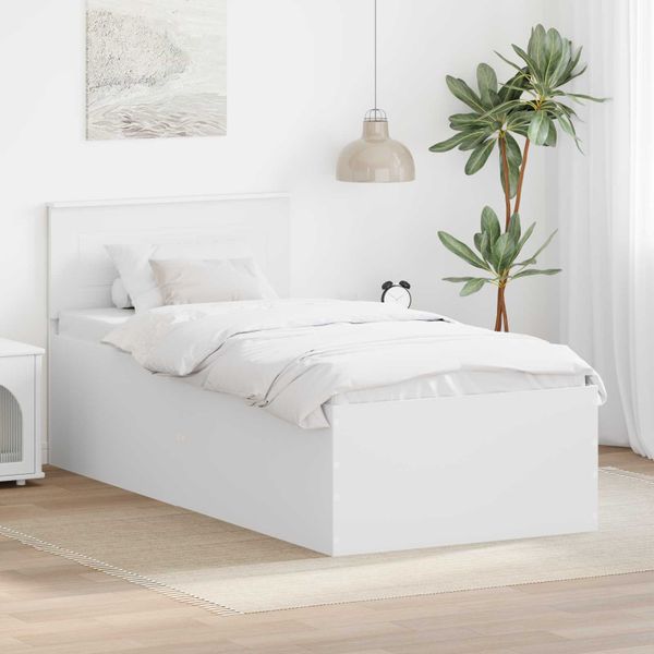 vidaXL Rám postele s čelnou doskou Biela 75 x 190 cm Kompozitné drevo