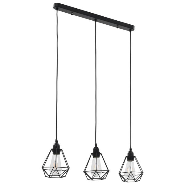 vidaXL Stropná lampa s diamantovým dizajnom, čierna 3 x E27 žiarovky