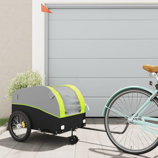 vidaXL Vozík za bicykel, čierno zelený 45 kg, železo