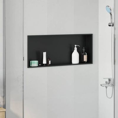 vidaXL Sprchový výklenok Čierna 75 x 30 x 9,5 cm Nerezová oceľ