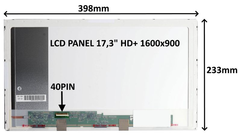 LCD PANEL 17,3'' HD+ 1600x900 40PIN MATNÝ / SKRUTKOVANIE Z BOKOV