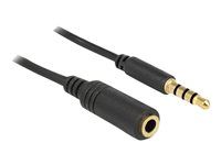 Prodlužovací kabel náhlavní soupravy - 4 pólový mini jack s piny (male) do 4 pólový mini jack se zdířkami (female) - 1 m - černá
