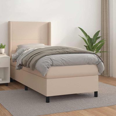 vidaXL Boxspring posteľ s matracom kapučínová 90x190 cm umelá koža