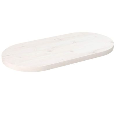 vidaXL Stolová doska biela 80x40x2,5 cm masívna borovica oválna