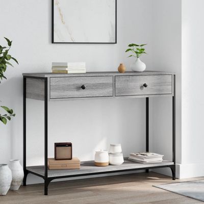vidaXL Konzolový stolík sivý sonoma 100x34,5x75 cm kompozitné drevo