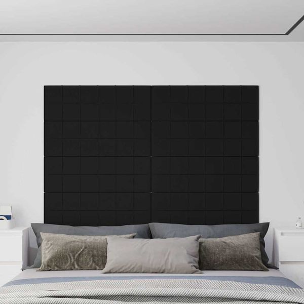 vidaXL Nástenné panely 12 ks čierne 90x30 cm látka 3,24 m²