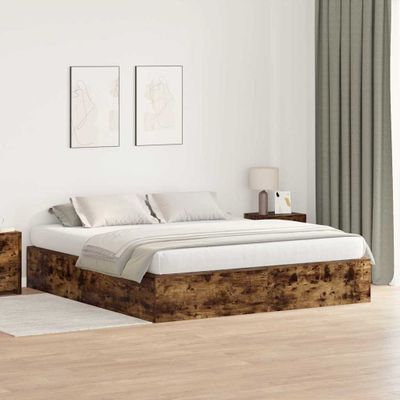 vidaXL Rám postele s úložným prostorem Dymová dub 200 x 200 cm
