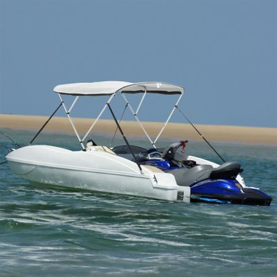 vidaXL Strieška Bimini s 3 oblúkmi a sieť. stenami 183x(154-167)x137cm